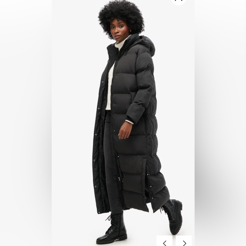 Superdry Maxi Long Hooded Puffer Coat New Size 8